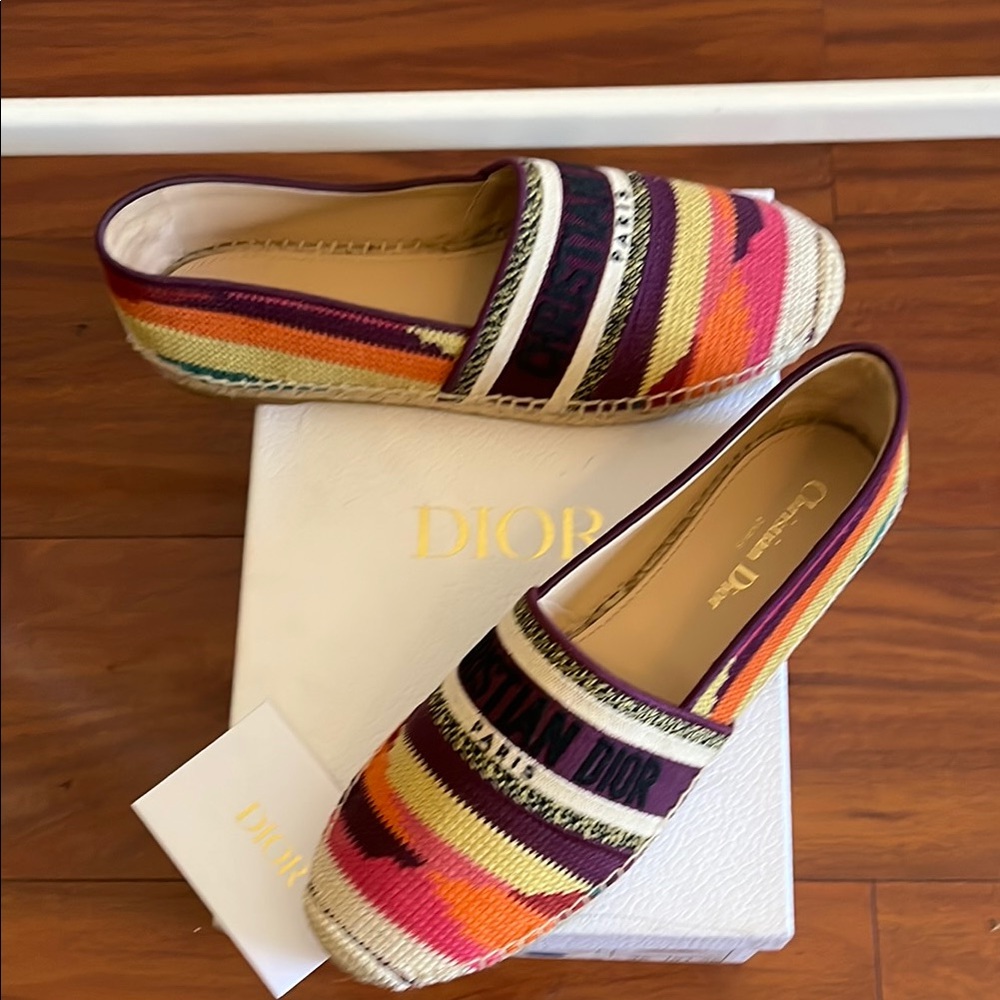 Dior Espadrilles Pink and Purple Slip-On Shoes